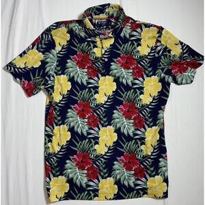 Cremieux Mens Golf Polo Performance Supima  Large Palm Tree Hawaiian Tropical